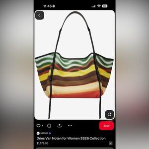 ISO - Dries Van Noten Multicolor Striped Tote with Black Handles - ISO